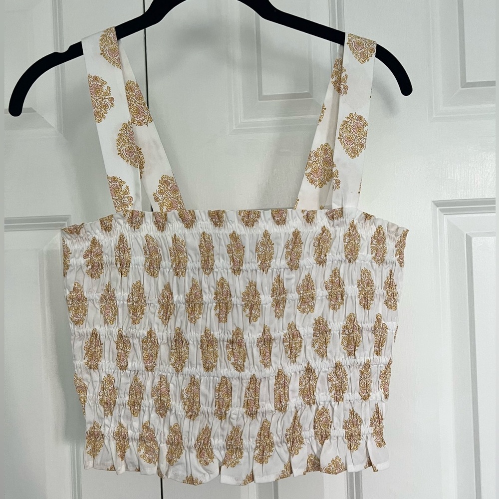 J.Crew Smocked Tube Top in Gathered Floral Block Print